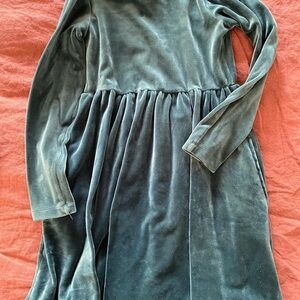 Hanna Andersson Velour Skater Dress in Juniper